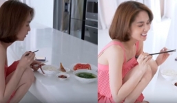 Ngọc trinh hết hồn phát hiện 'vị khách' không mời mà đến lúc đang ăn cơm