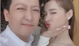 Đứng cạnh Trường Giang, Nhã Phương mới lộ rõ thân hình gầy guộc