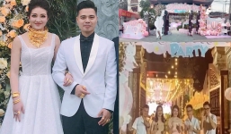 Tiệc đầy tháng hoành tráng của ái nữ nhà cô dâu đeo vàng 'trĩu cổ' ở Nam Định