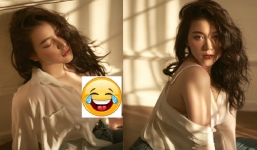 Diện áo sơ mi theo phong cách 'quên' cài cúc, hotgirl múp míp Nhật Anh khoe sắc vóc 'vạn người mê'