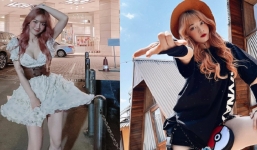 Tung tẩy diện váy xòe ngắn, hot Tiktoker Lê Bống bị gió thổi bay vội dùng tay che chắn