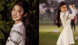 Á hậu Phương Nhi đẹp phát sáng ở sân golf, CDM chỉ chú ý vào điều này