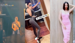 Lệ Quyên khoe dáng chuẩn không cần chỉnh trong phòng tập