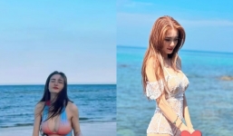 Em gái Công Vinh diện đồ 2 mảnh khoe dáng bên bãi biển hot không kém Ngọc Trinh 