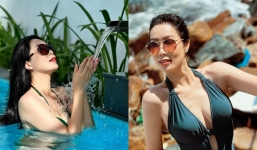 Hơn cả nắng nóng gay gắt là màn khoe dáng bên bể bơi của Á hậu Trịnh Kim Chi ở tuổi 51