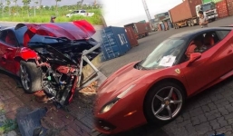 Siêu xe Ferrari 488 GTB bị tan tành đầu xe thuộc hàng quý và cực hiếm tại Việt Nam