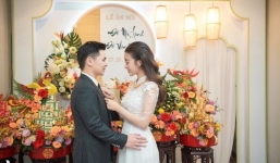 Đám hỏi Đỗ Mỹ Linh - Đỗ Vinh Quang: Cô dâu chú rể rạng ngời, trao nhau nụ hôn đầy ngọt ngào