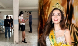 Tân Hoa hậu Lê Hoàng Phương gây chú ý với khoảnh khắc lăn xả nơi công trường