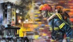 Bộ tranh đầy cảm xúc tưởng nhớ các nạn nhân trong vụ cháy chung cư mini tại Hà Nội