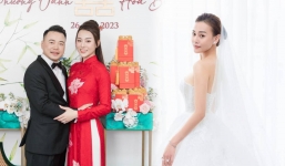 Phương Oanh diện váy cô dâu, chuẩn bị làm hôn lễ với shark Bình sau lễ ăn hỏi?