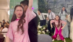 Hòa Minzy 'quậy đục' đám cưới miền Tây của Puka - Gin Tuấn Kiệt, biểu cảm khiến dân tình khó nhịn được cười