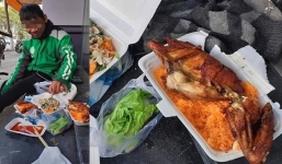 Bữa ăn sang chảnh của tài xế grab trên hè phố và câu chuyện buồn phía sau