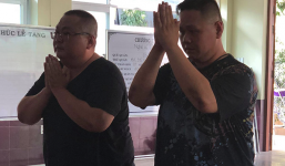 Minh Béo xuất hiện trong lễ tang nghệ sĩ Lê Bình