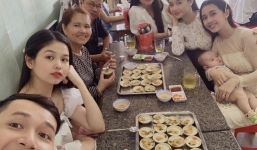 Nhã Phương đẹp hút hồn đi ăn cùng cả gia đình bên ngoại