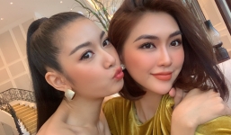 Cùng là đối thủ tại Hoa hậu Hoàn vũ, Tường Linh, Thúy Vân lại dính nhau như sam