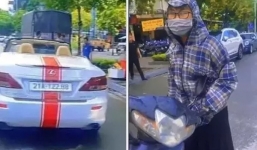 Đi xe máy đâm vào Lexus mui trần, nữ 'ninja' bị tài xế livestream 'dạy dỗ' gây bức xúc