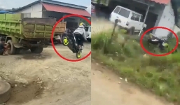 Video: Quái xế lái xe đánh võng, bốc đầu trên đường nhận bài học nhớ đời