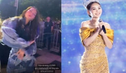 Hoa hậu Mai Phương bị chỉ trích vì ngậm kẹo mút nhảy nhót tưng bừng