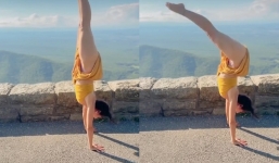 Video: Linh Miu bị nhầm lẫn khi khoe clip đàn chị biểu diễn lộn nhào, 'trồng cây chuối'