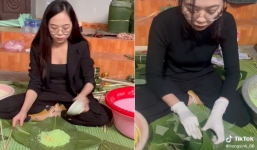 Video: Bật chế độ hack, cô gái gói bánh chưng siêu nhanh khiến chị em đua nhau xin vía