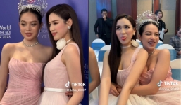 Video: Được Huỳnh Thanh Thuỷ ôm ấp, Hoa hậu Đỗ Thị Hà có biểu cảm gây chú ý