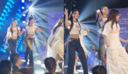 Hoa hậu Mai Phương, Bảo Ngọc, Á hậu Phương Nhi mặc croptop nhảy cực chất tại họp báo MW Việt Nam 2023