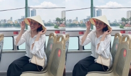 Hoa hậu Đỗ Hà hoá cô thôn nữ dịu dàng khi trải nghiệm xe bus 2 tầng dạo phố Hà Nội