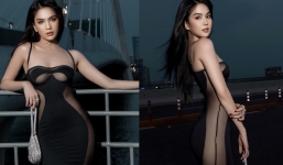 Ngọc Trinh nửa kín nửa hở với set đồ cắt xẻ, đôi gò bồng như muốn 'trực trào' 