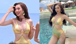 Thuỳ Tiên diện bikini thị phạm catwalk cho thí sinh Miss Grand International 2022