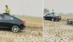 Tranh cãi hành động chủ nhân đem chiếc Hyundai Accent đi cày ruộng