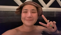 Cát Tường khoe ảnh bán nude nóng bỏng khi sang Nhật tắm Onsen