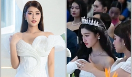 Hoa hậu Thiên Ân nhanh tay che chắn giúp Phương Nhi tránh sự cố hớ hênh trước ống kính