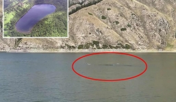 'Quái vật' bí ẩn dài 15m được phát hiện trong hồ thiên đường có hình thù kỳ lạ ở Trung Quốc