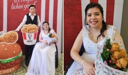 Cặp đôi tổ chức đám cưới theo phong cách gà rán KFC, được cửa hàng đài thọ chi phí