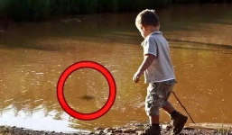 Thấy con trai lén lút ra bờ sông chơi và nhìn chằm chằm vào thứ bên dưới, người bố tá hỏa hô hoán