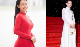 Nhã Phương khiến Trường Giang mê mẩn khi khoe dáng bên áo dài 