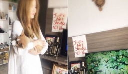 Nam Em đăng clip ru thú cưng ngủ nhưng dân mạng lại chú ý đến tờ giấy dán trên tường