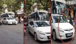 Trung úy Công an Hà Nội bị kiểm điểm vì đỗ xe không đúng nơi quy định