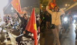 Dàn hoa hậu để mặt mộc đi 'bão' mừng U22 Việt Nam chiến thắng, bất ngờ với nhan sắc