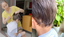 Trổ tài cắt tóc cho con, Thu Minh khiến dân mạng 'dở khóc dở cười'