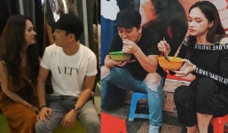 Lộ ảnh Trường Giang và Hương Giang ngồi ăn trên vỉa hè: Nhan sắc gây choáng