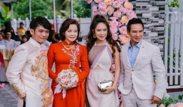 Dù đã sinh 4 người con nhưng vợ Lý Hải vẫn lấn lướt cô dâu khi dự đám cưới