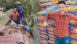 Huấn 'Hoa Hồng' tự chèo xuồng cứu trợ miền Trung sau thời gian bị phạt vì phát ngôn sai sự thật