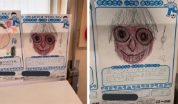 Bức tranh rùng rợn về bố của đứa bé 5 tuổi gây ám ảnh MXH