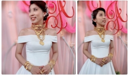 Cô dâu Trà Vinh gây choáng với hơn 1kg vàng hồi môn trong ngày cưới