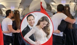 Kim Lý ôm tình tứ Hà Hồ trên máy bay