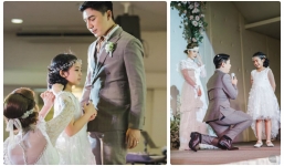 Chú rể bất ngờ quỳ gối trước cô gái khác ngay trong hôn lễ, cô dâu sững sờ