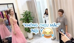 Ngọc Trinh táo bạo thử đồ khiến ekip thót tim khi diện đầm trễ nải