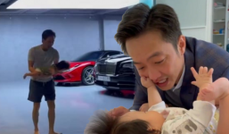 Dậy ái nữ 'tập bay', Cường Đôla vô tình khiến dân tình tròn mắt vì dàn xế khủng trong gara