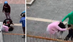 Chồng vũ phu đánh vợ bầu dã man trên phố mặc con nhỏ khóc thét vì sợ hãi